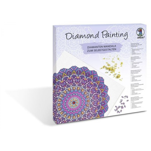 URSUS ErwachsenenBastelsets Diamond Painting Diamanten Mandala, lila/pink/blau (Set 8)