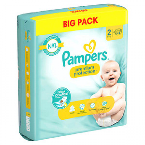 Pampers® Windeln premium protection™ BIG PACK Größe Gr.2 (4-8 kg) für Neugeborene (0-3 Monate), 68 St.