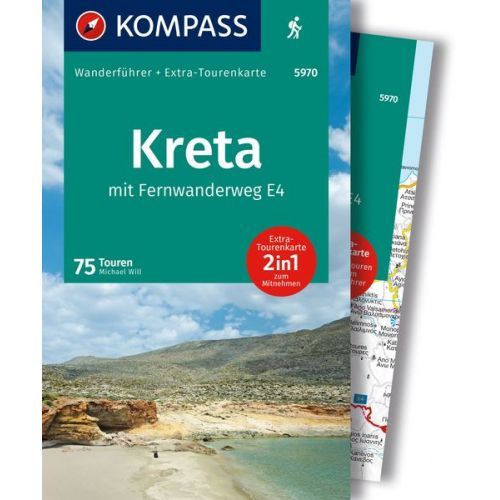 Michael Will - KOMPASS Wanderführer Kreta mit Weitwanderweg E4, 75 Touren mit Extra-Tourenkarte