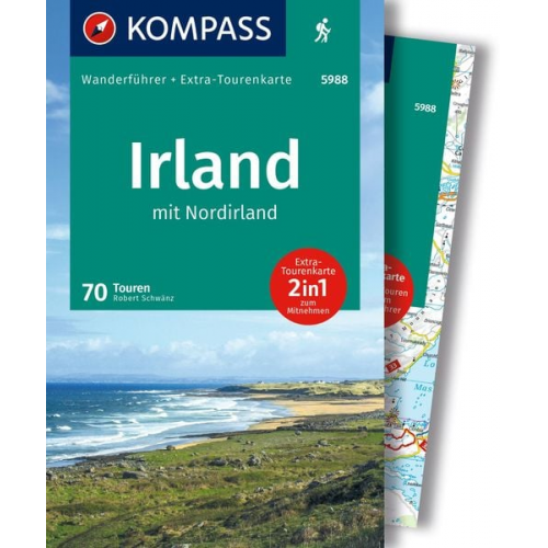 Robert Schwänz - KOMPASS Wanderführer Irland mit Nordirland, 70 Touren mit Extra-Tourenkarte