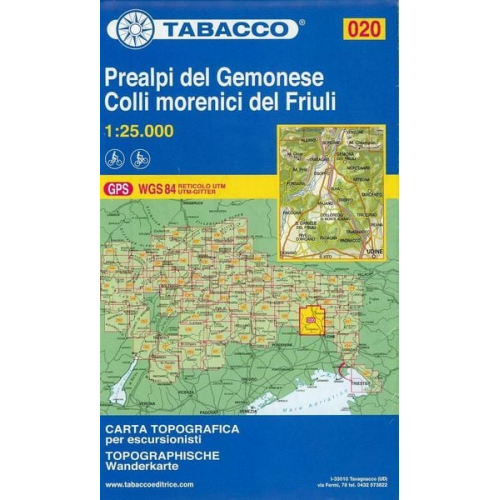 Tabacco Wandern 1 : 25 000 Prealpi del Gemonese / Colli morenici del Friuli