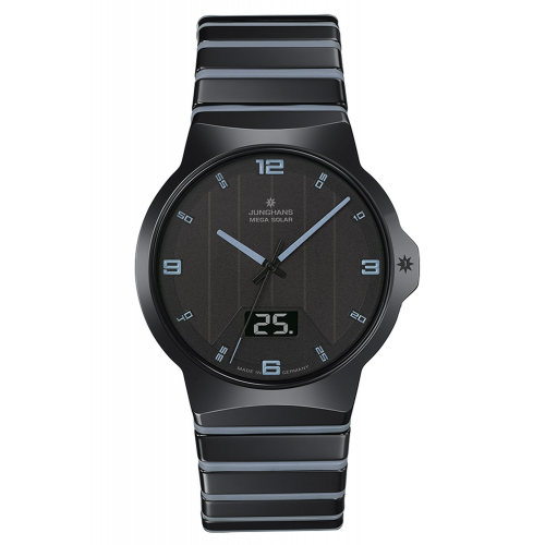 Junghans 18/1400.44 Funk-Solar Herrenuhr Force Mega Solar Keramik/Eisblau