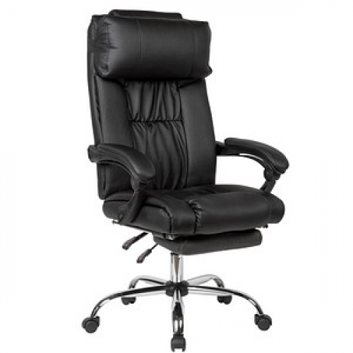 AMSTYLE XXL Chefsessel, SPM1.410 Kunstleder schwarz, Gestell chrom