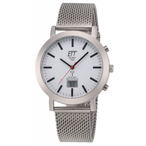 ETT Eco Tech Time EGS-11579-11M Funk-Solar Herrenuhr Station Watch mit Milanaiseband