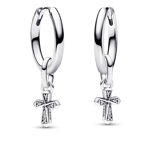 Pandora 68328 Damen Schmuck-Set Creolen Funkelndes Kreuz Silber