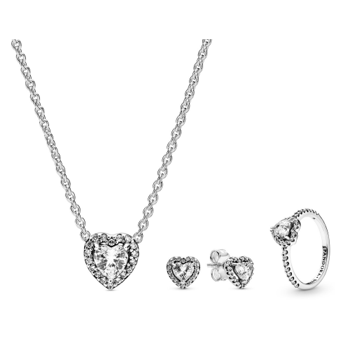 Pandora 68333 Damen Schmuck-Set Kette, Ohrringe und Ring Herz