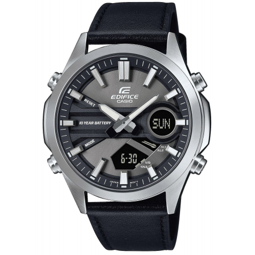 Casio EFV-C120L-8AEF Edifice Herrenuhr Chronograph mit Lederband Schwarz