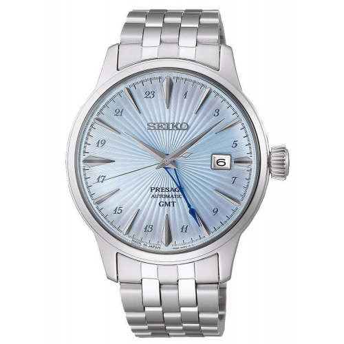 Seiko SSK037J1 Presage Herrenuhr Automatik GMT Cocktail Time Hellblau