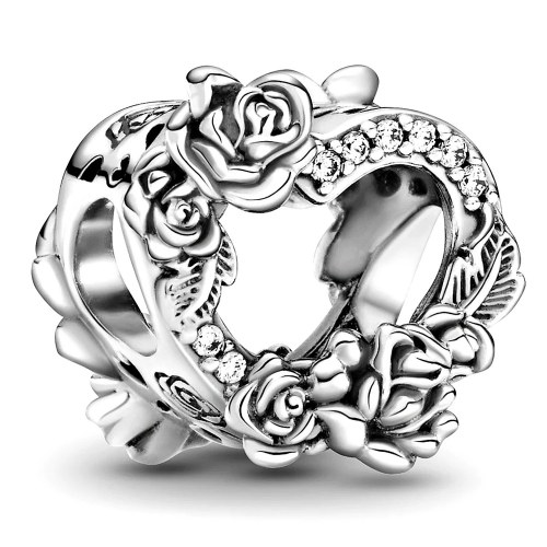 Pandora 799281C01 Silber Charm Offenes Herz und Rosenblüten