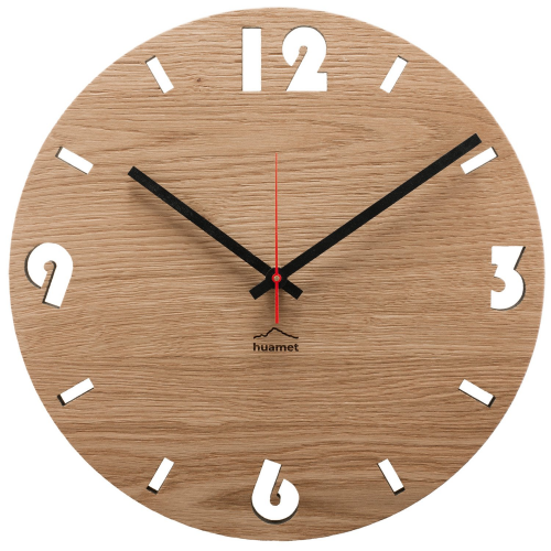 Huamet CH50-A-1604 Holz-Wanduhr Eiche Rund