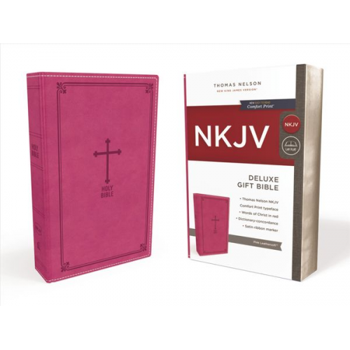 Thomas Nelson - NKJV, Deluxe Gift Bible, Imitation Leather, Pink, Red Letter Edition