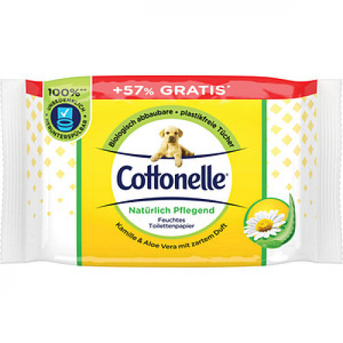 Cottonelle Feuchtes Toilettenpapier Natürlich Pflegend 1-lagig, 66 Tücher