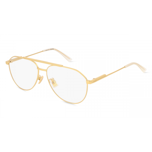 Bottega Veneta BV1158O Unisex-Brille inkl. Gläser Vollrand Pilot Metall-Gestell 57mm/14mm/145mm, Gold