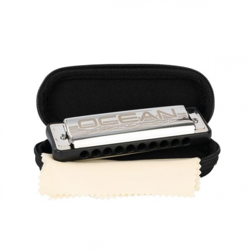 Ocean Rock Blues Harmonica in C, black (incl. stylish softcase and cleaning cloth)