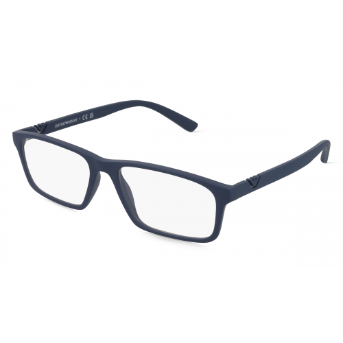 Emporio Armani EA3213 Herren-Brille inkl. Gläser Vollrand Eckig Kunststoff-Gestell 56mm/17mm/145mm, blau