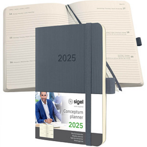 SIGEL Taschenkalender Conceptum 2025 dunkelgrau