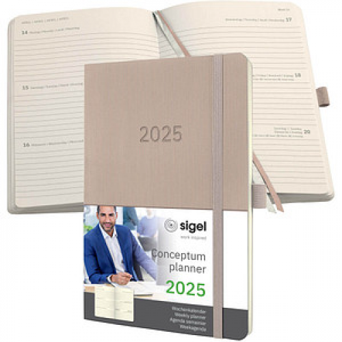 SIGEL Buchkalender Conceptum 2025 taupe