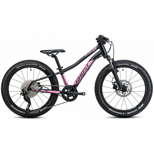 GHOST Lanao 20 Full Party, 10 Gang Kettenschaltung, Jugendfahrrad, Diamant, Modell 2024, 20 Zoll 25 cm metallic black/pink shimmer - glossy