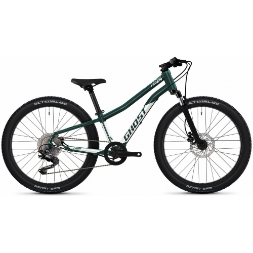 GHOST Lanao 24 Pro, 10 Gang Kettenschaltung, Jugendfahrrad, Diamant, Modell 2024, 24 Zoll 30 cm dazzling green/pearl white - glossy