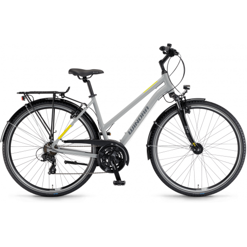 Winora Domingo 21, 21 Gang Kettenschaltung, Damenfahrrad, Trapez, Modell 2024, 28 Zoll 52 cm silk grey