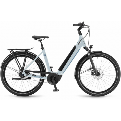 WINORA Sinus N8 (500 Wh), 8 Gang Nabenschaltung, Damenfahrrad, Deep, Modell 2024, 27,5 Zoll 54 cm Winterwhite