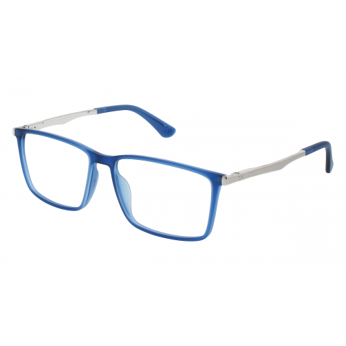 Police POIVPLG70 Herren-Brille inkl. Gläser Vollrand Eckig Kunststoff-Gestell 56mm/15mm/145mm, blau