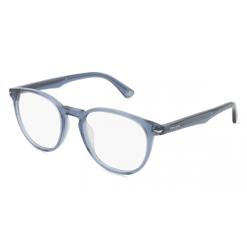 Police POIVPLG72 Herren-Brille inkl. Gläser Vollrand Panto Kunststoff-Gestell 50mm/19mm/145mm, blau