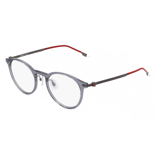 Boss 1350/F Herren-Brille inkl. Gläser Vollrand Panto Kunststoff-Gestell 49mm/21mm/145mm, grau