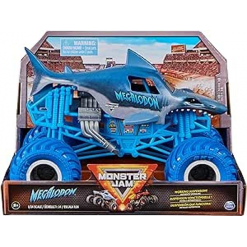 Monster Jam, offizieller Megalodon Monster Truck, Druckguss-Fahrzeug zum Sammeln im Maßstab 1:24, Spielzeug für Kinder ab 3 Jahren