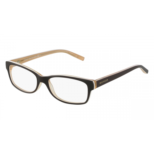 Tommy Hilfiger TH1018 Unisex-Brille inkl. Gläser Vollrand Eckig Acetat-Gestell 52mm/16mm/140mm, braun