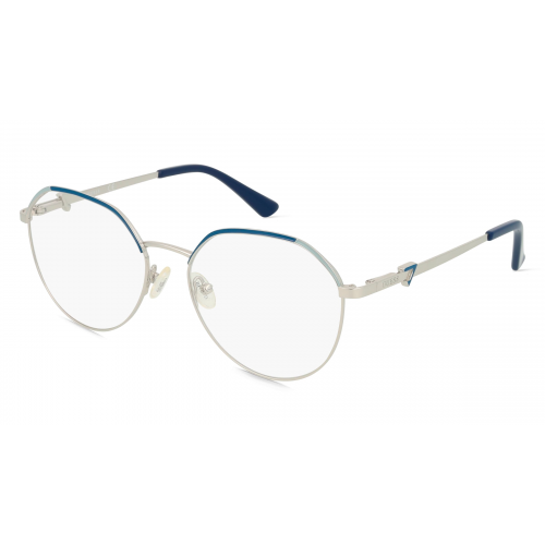 Guess GU2866 Unisex-Brille inkl. Gläser Vollrand Rund Metall-Gestell 53mm/16mm/140mm, blau