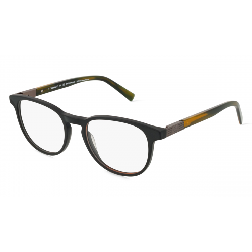 Timberland TB1804 Herren-Brille inkl. Gläser Vollrand Rund Acetat Metall-Gestell 50mm/18mm/145mm, schwarz