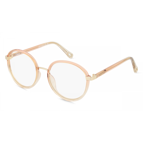 Chloé CH0033O Unisex-Brille inkl. Gläser Vollrand Rund Bio-Kunststoff-Gestell 51mm/18mm/140mm, gold