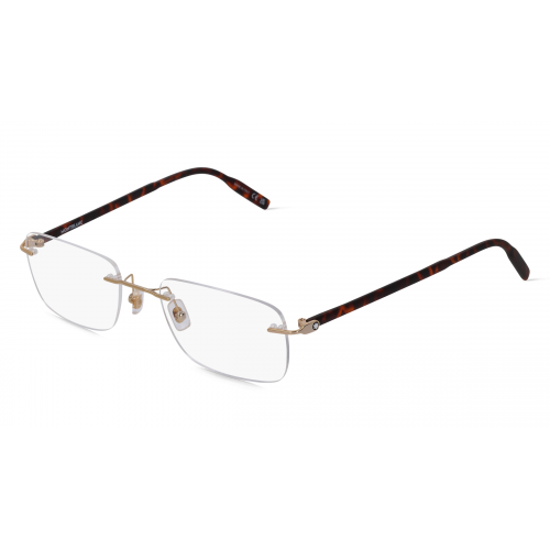 Montblanc MB0221O Herren-Brille inkl. Gläser Randlos Rechteckig Metall-Gestell 59mm/22mm/145mm, Gold