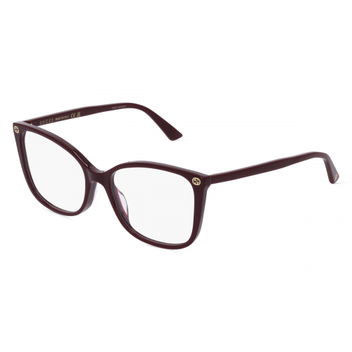 Gucci GG0026O Damen-Brille inkl. Gläser Vollrand Butterfly Kunststoff-Gestell 53mm/17mm/140mm, Rot