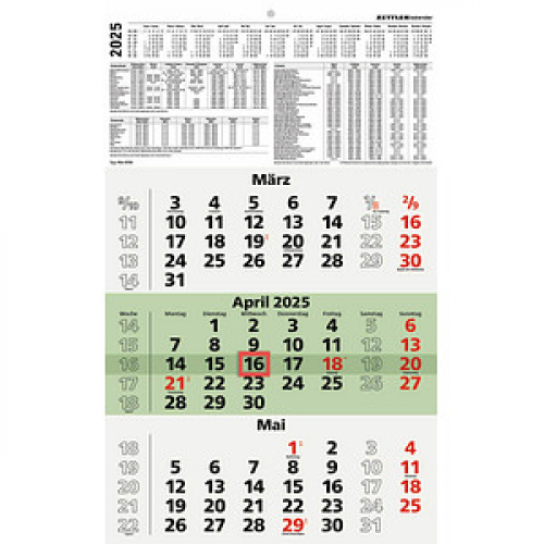 ZETTLER KALENDER 3-Monats-Wandkalender 2025