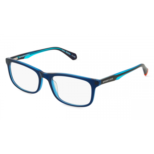 Superdry SDO 3009 Herren-Brille inkl. Gläser Vollrand Eckig Kunststoff-Gestell 54mm/18mm/145mm, blau