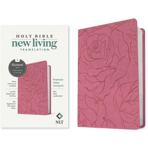 Tyndale House Publishers (COR) - NLT Premium Value Compact Bible, Filament Enabled (Leatherlike, Pink Rose)