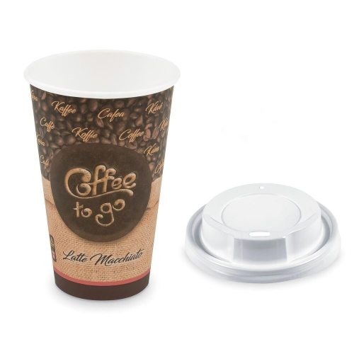 Kaffeebecher XL 'Coffee To Go' Latte Macch mit Trinkdeckel 400ml 510ml 100 Stk.