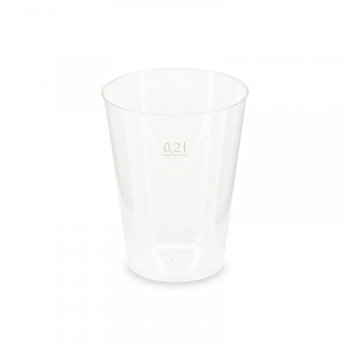 Mehrwegbecher Pfandbecher transparent stabil+ PP 0,2L Eichstrich O 76mm, 25 Stk.