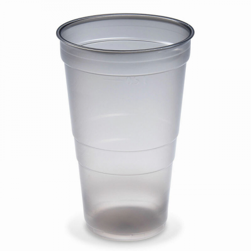 Mehrwegbecher Pfandbecher rauch-grau transparent PP Eichstrich 0,5 l O 9,5 cm, 25 Stk.