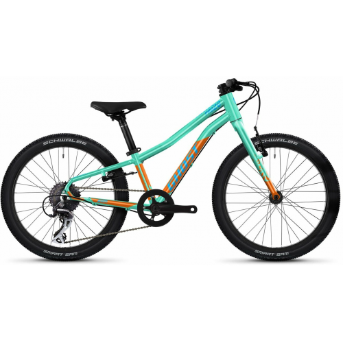 GHOST Kato 20 Pro, 8 Gang Kettenschaltung, Jugendfahrrad, Diamant, Modell 2024, 20 Zoll 30 cm green/monarch orange - glossy