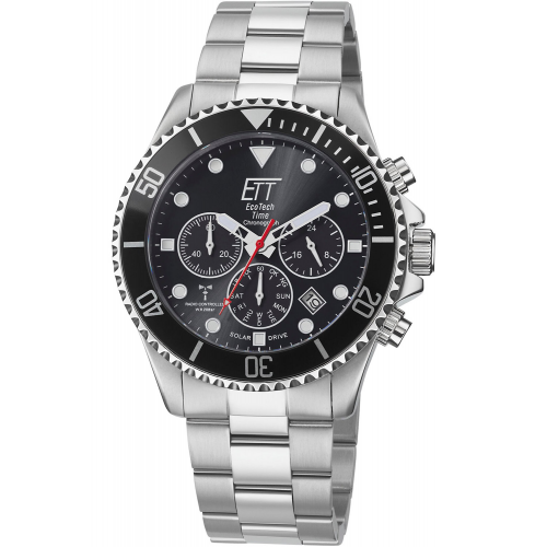 ETT Eco Tech Time EGS-11607-25M Funk-Solar Herren-Chronograph Watersports Schwarz