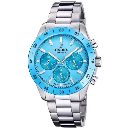 Festina F20693/3 Damen-Armbanduhr Chronograph Stahl/Türkis