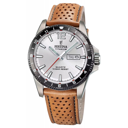 Festina F20699/1 Herrenuhr Titan Hellbraun/Silberfarben