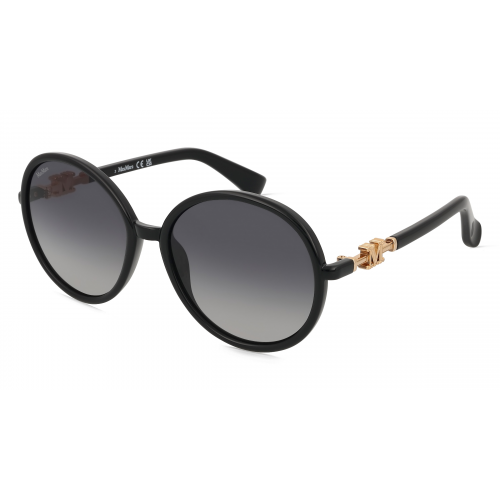 Max Mara MM0065 Damen-Sonnenbrille Vollrand Rund Kunststoff-Gestell, schwarz