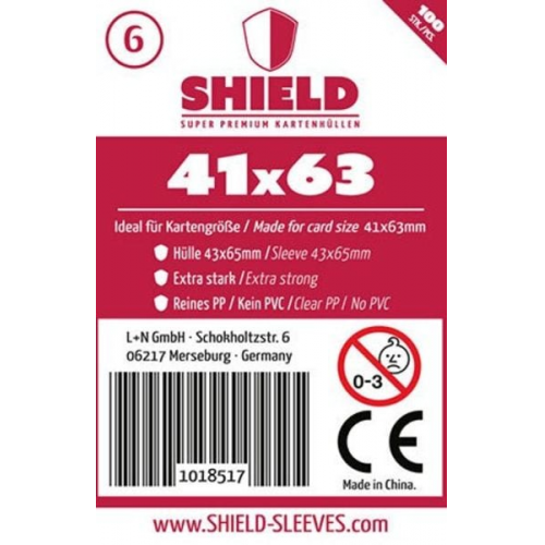 Shield Sleeves 1018517 - Shield 6, 100 Super Premium Kartenhüllen für Kartengröße 41 x 63 mm, Spielkarten-Schutzhüllen