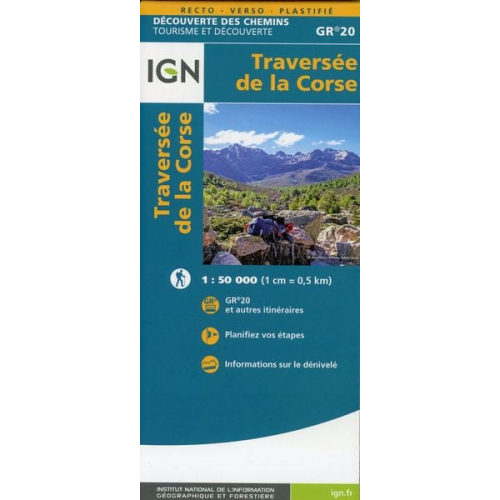 Collectif Ign - Traversée de la Corse GR20 1:50 000