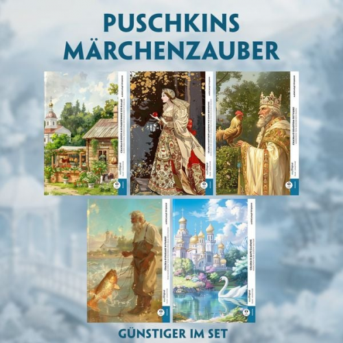 Alexander Puschkin - 5 Puschkins Märchenzauber (5 Bücher + Audio-Online) - Frank-Lesemethode - Kommentierte zweisprachige Ausgabe Russisch-Deutsch