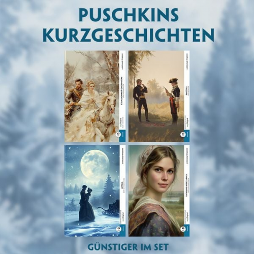 Alexander Puschkin - 4 Puschkins Kurzgeschichten (4 Bücher + Audio-Online) - Frank-Lesemethode - Kommentierte zweisprachige Ausgabe Russisch-Deutsch